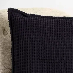 Black Cozy Waffle Pillow