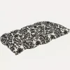 Black Damask Tufted Outdoor Settee Cushion