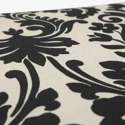 Black Damask Tufted Outdoor Settee Cushion