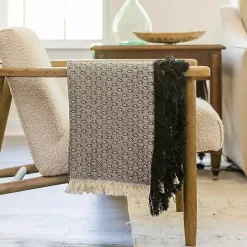 Black Dotted Woven Throw