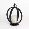 Black Fieldstone Beaded Sphere Lantern, 17 in.