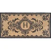 Black Fleur De Lis Monogram H Doormat
