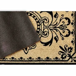 Black Fleur De Lis Monogram M Doormat