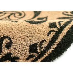Black Fleur De Lis Monogram H Doormat