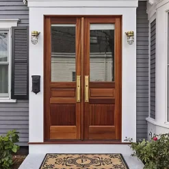 Black Fleur De Lis Monogram P Doormat