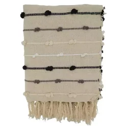 Black Gray Dot Striped Throw Blanket