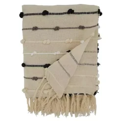 Black Gray Dot Striped Throw Blanket