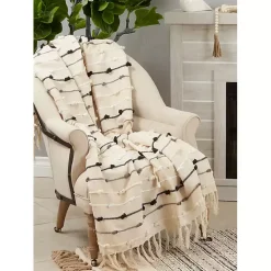 Black Gray Dot Striped Throw Blanket