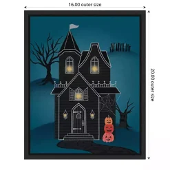 Black Haunted House Framed Canvas Print