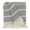Black Herringbone Striped Throw