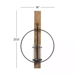 Black Hoop Glass Sleeve Wall Sconce, 28 in.