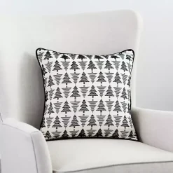 Black Jacquard Trees Christmas Pillow