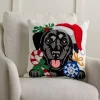 Black Lab with Santa Hat Christmas Pillow