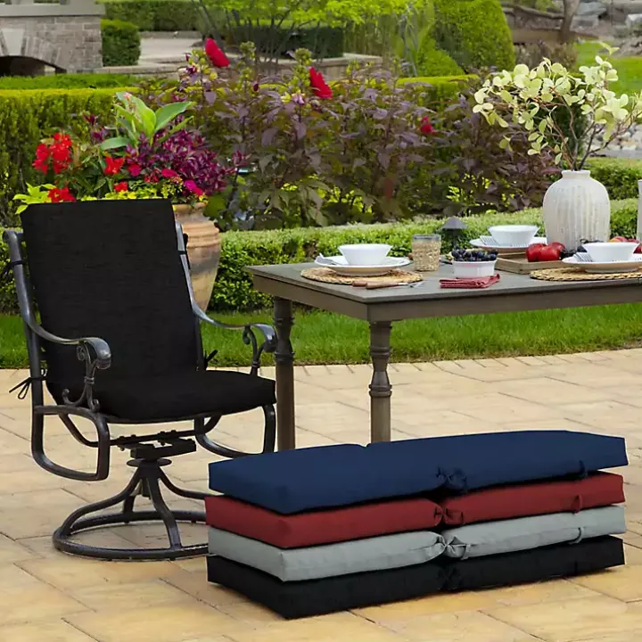 Black Leala Texture Outdoor Dining Chair Cushion