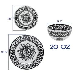 Black Lila Patterned 12-pc. Dinnerware Set