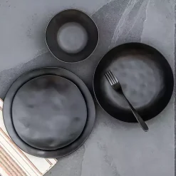 Black Melamine Santal Dinner Plates, Set of 6