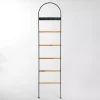 Black Metal & Natural Wood Ladder with Hooks