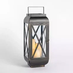 Black Metal and Glass Thomas Lantern, 24 in.