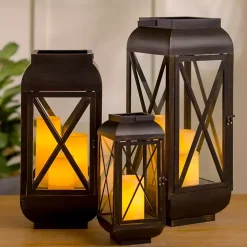 Black Metal and Glass Thomas Lantern, 14 in.