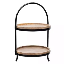 Black Metal and Natural Wood 2-Tier Server