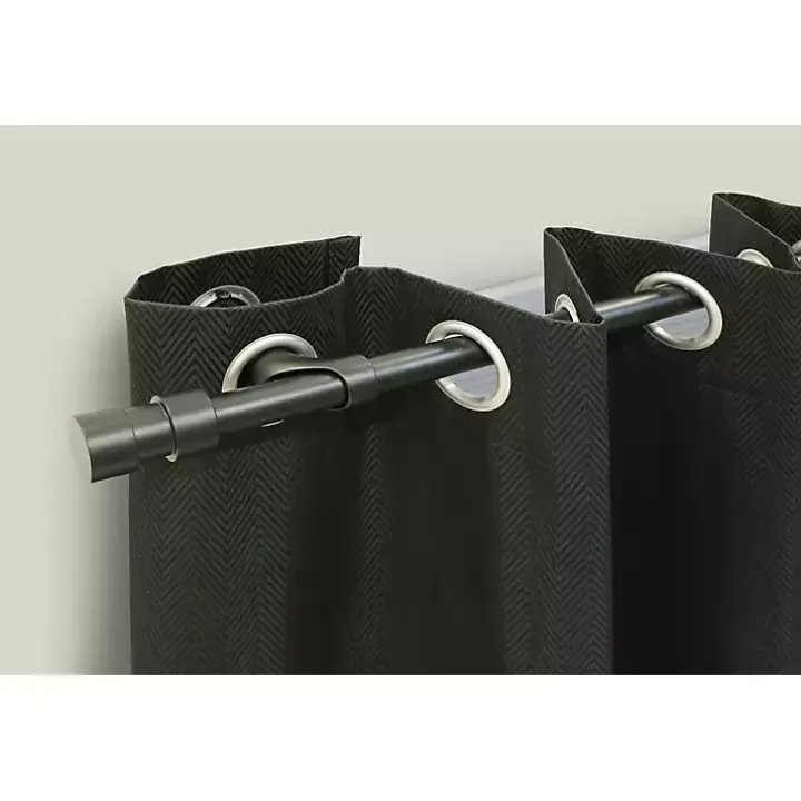 Black Metal Blackout Finial Curtain Rod, 36 in.