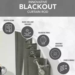 Black Metal Blackout Finial Curtain Rod, 36 in.