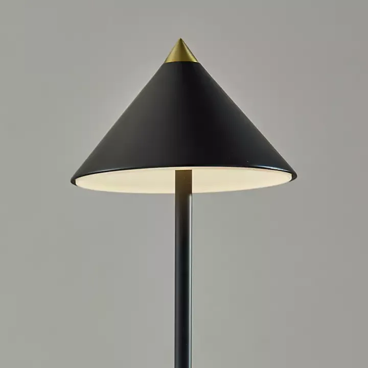 Black Metal Cone Shade Cordless Table Lamp