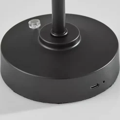 Black Metal Cone Shade Cordless Table Lamp