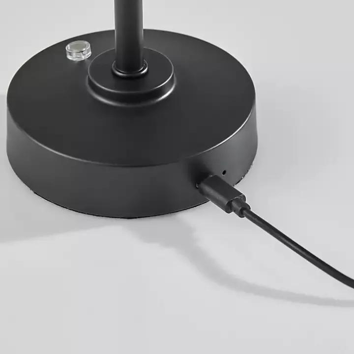 Black Metal Cone Shade Cordless Table Lamp