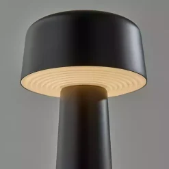 Black Metal Dome Frosted Light Cordless Table Lamp