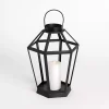 Black Metal Hexagon Lantern, 15 in.