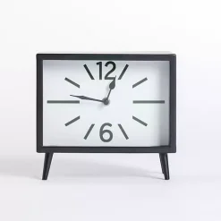 Black Metal Mid-Century Modern Tabletop Clock