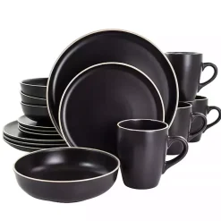 Black Modern Stoneware 16-pc. Dinnerware Set