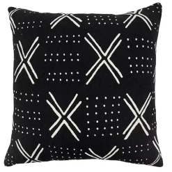 Black Mudcloth Cotton Throw Pillow