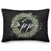 Black Our Happy Place Indoor/Outdoor Lumbar Pillow