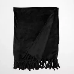 Black Perfectly Plush Throw