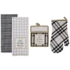 Black Plaid Eat Drink Enjoy 4-pc. Dish Towel Set