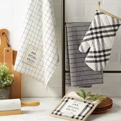 Black Plaid Eat Drink Enjoy 4-pc. Dish Towel Set