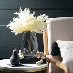 Black Round Ribbed Glass Vase