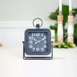 Black Square Metal Tabletop Clock