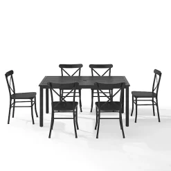 Black Steel Farmhouse 7-pc. Outdoor Dining Set