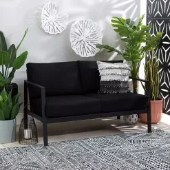 Black Sunbrella Cushions Holland Outdoor Loveseat