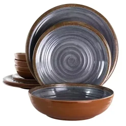 Black Swirl Melamine 12-pc. Dinnerware Set