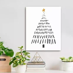 Black Watercolor Christmas Tree Canvas Art Print