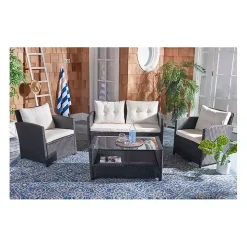 Black Wicker 4-pc. Deluxe Outdoor Living Set