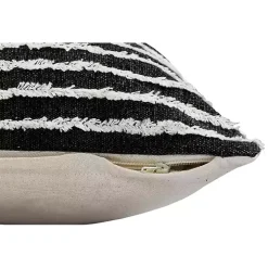 Black Wispy Ways Tufted Stripe Lumbar Pillow