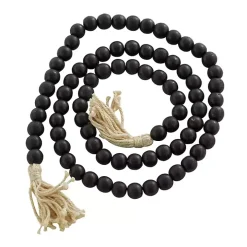 Black Wood Beaded Tassel Garland