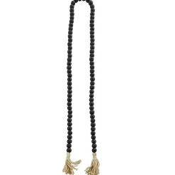 Black Wood Beaded Tassel Garland