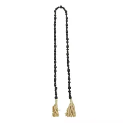 Black Wood Beads Cream Tassel Garland