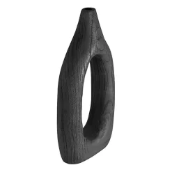 Black Wood Cut-Out Vase, 14 in.